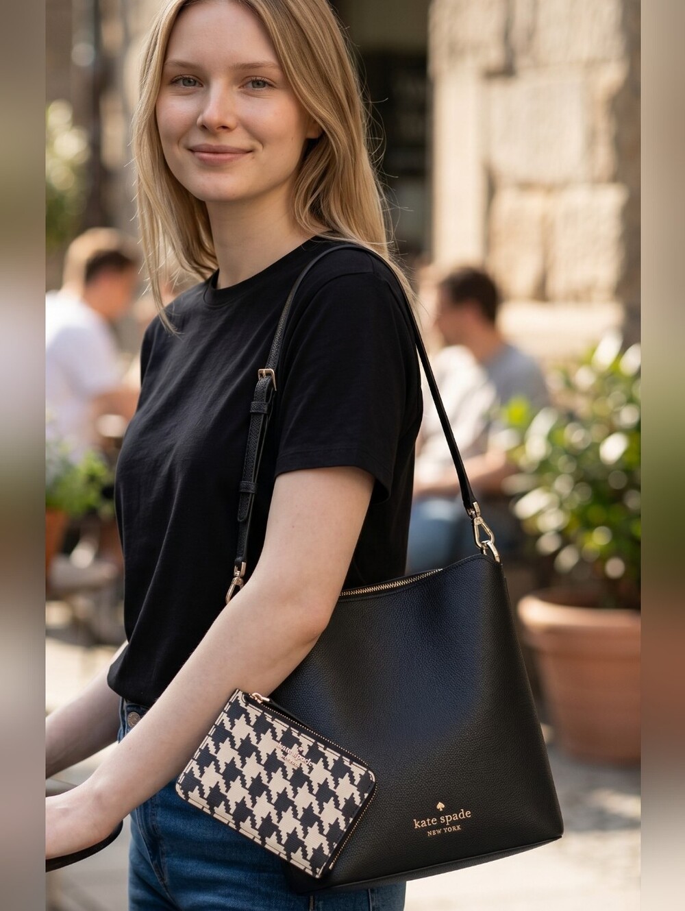Kate Spade Set ♠️ Darcy Black Small Bucket Bag & Medium L Zip Card Holder
